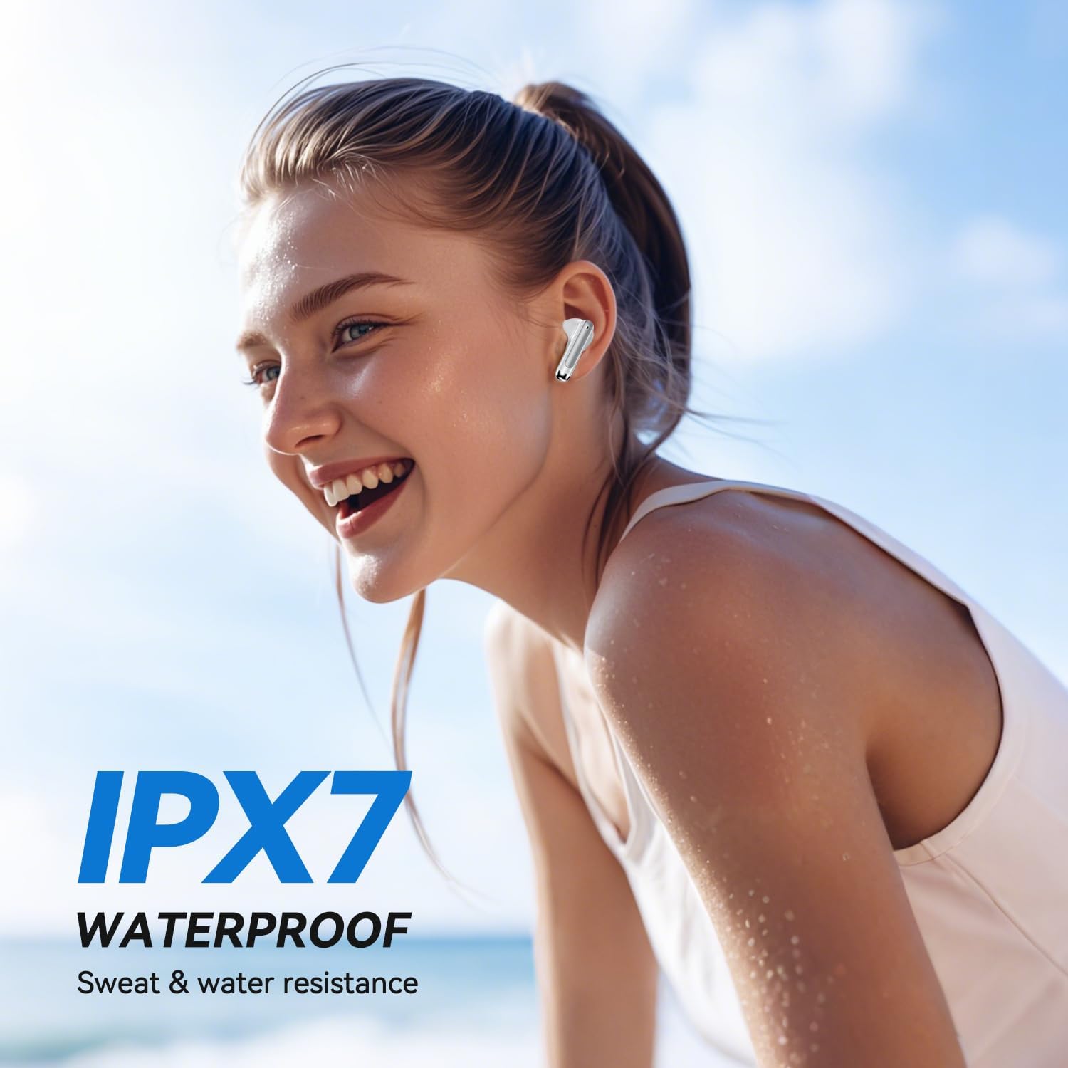 Wireless Earbuds, Bluetooth 5.4 Headphones HiFi Stereo with 4 HD Mic, 50H Playtime Bluetooth Earbuds with LED