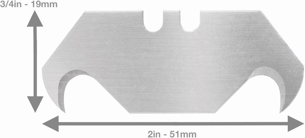 Hook Blade 10 Pack - Utility Knife Hooked Razor Blades in Storage Box - Heavy Duty SK5 Replacement Refills for