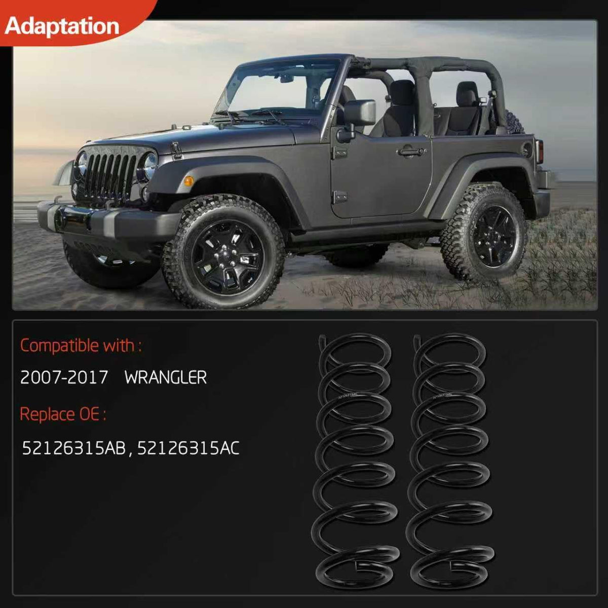 Front Left & Right Suspension Coil Spring Set Compatible with Wrangler