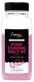 Crave Pink Curing Salt #1 2.0 LB JAR - Prague Powder, Instacure #1- Made in USA, Premium Cure for Sausage, Bacon