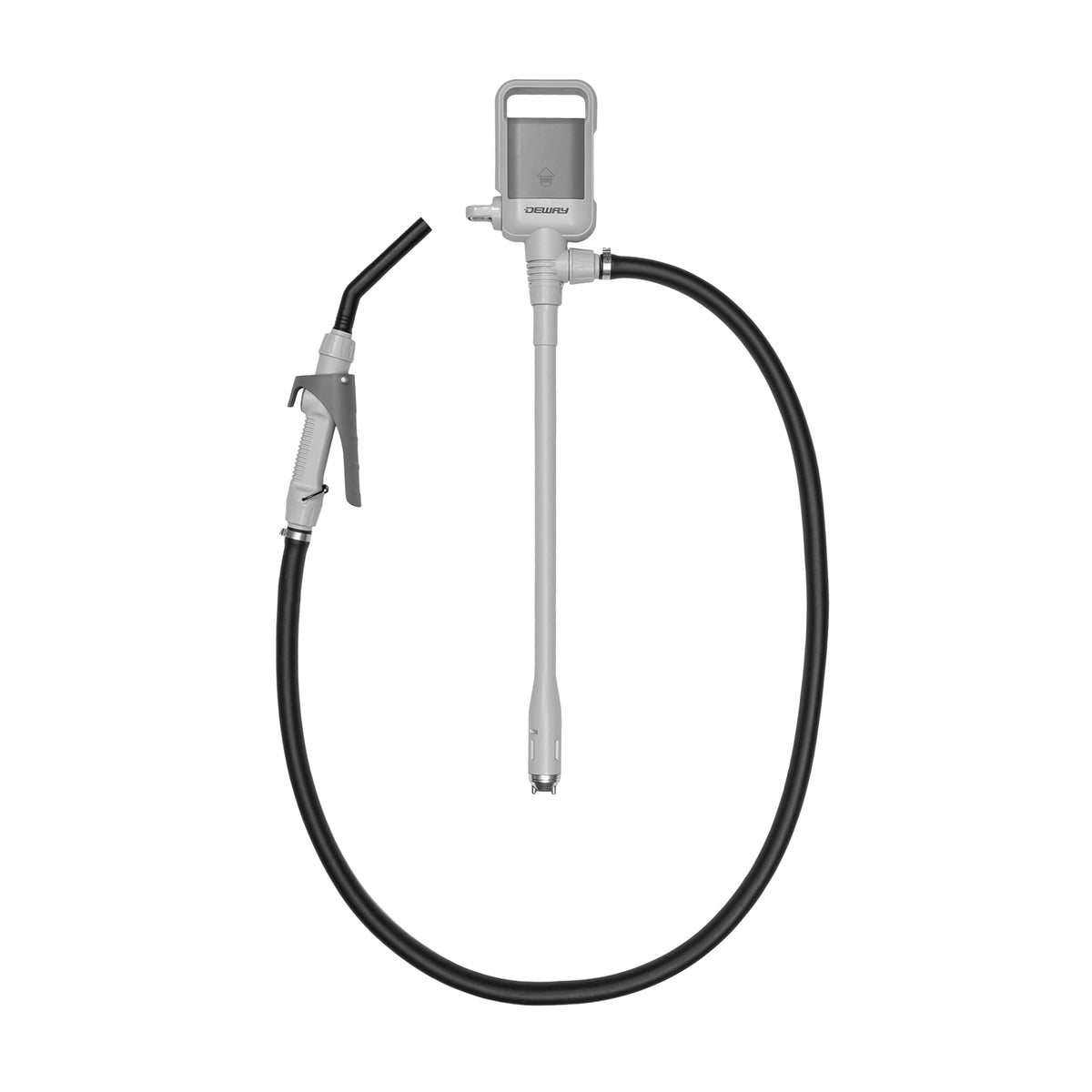 Deway Auto Fuel Transfer Pump, Removable Rubber Hose, D Battery, 2.4 GPM