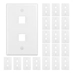 FGB 2-Port Keystone Wall Plate, for Keystone Jacks, 20-Pack, White