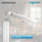 Lightdot Upgrade 4Pack 4FT LED Shop Light, Linkable LED Shop Light 50W 7500LM 100-277V 5000K, Heavy-Duty Utility Lights with Pull Chain, Hanging&FlushMount Integrated Fixture for Workshop-White