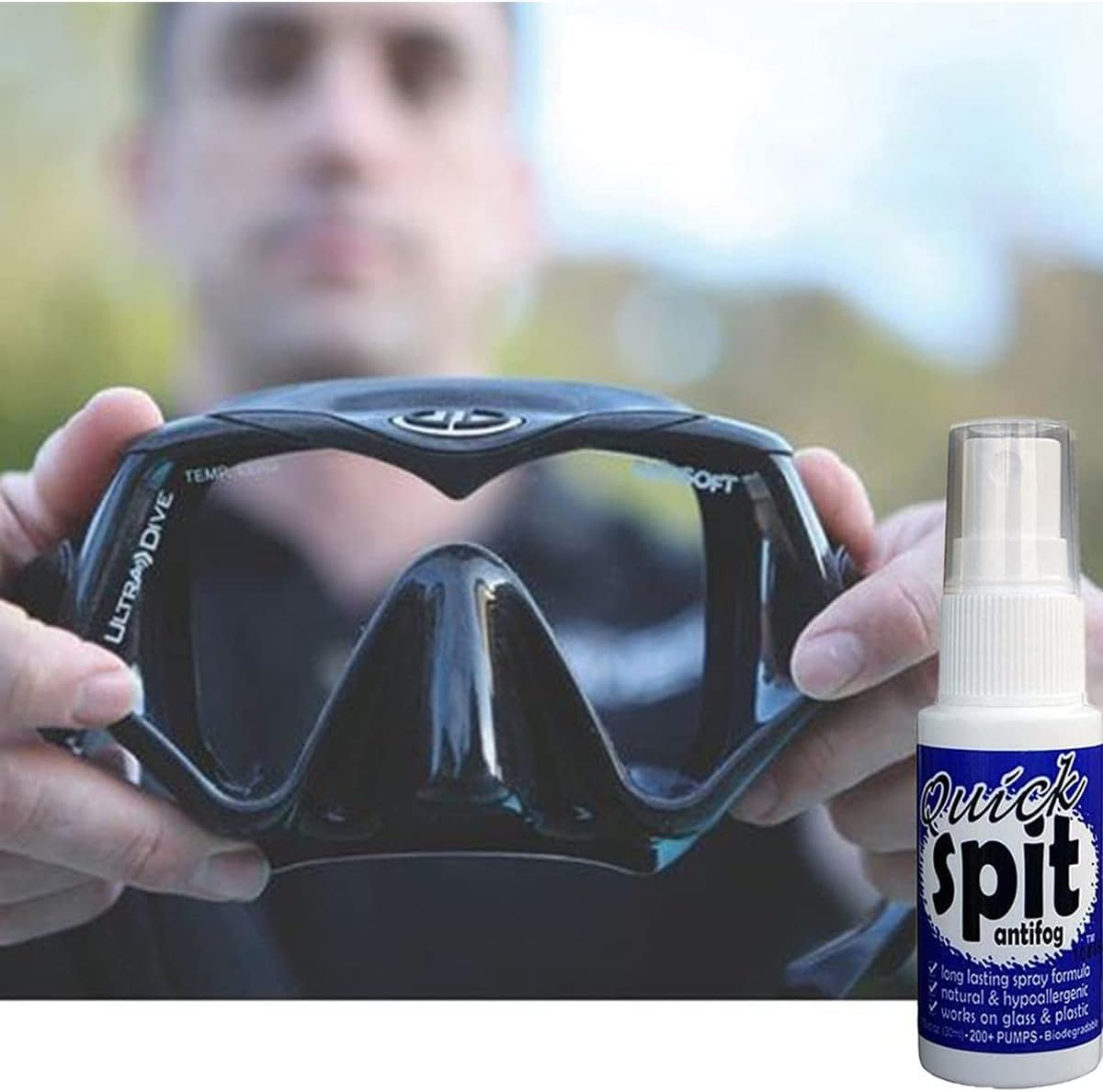 Jaws Quick Spit Anti-Fog Spray for Swim Goggles, Eye Glasses, Snorkel Mask, Scuba Divers, and Safety Eyewear, Made in