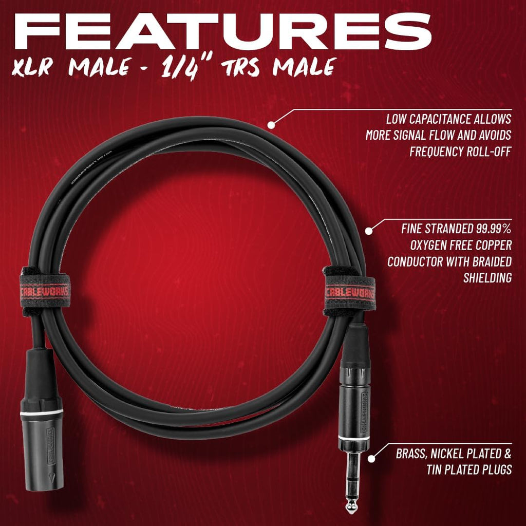 By Gator Cases Composer Series Deluxe 20 Foot XLR Male to TRS Cable, (GCWC-XLR-20MTRS)
