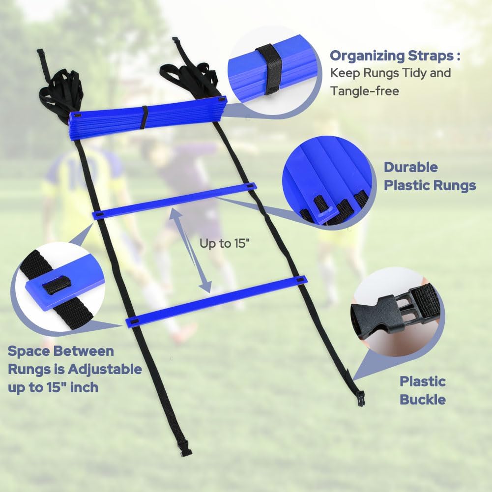 Pro Agility Ladder Agility Training Ladder Speed 12 Rung 20ft with Carrying Bag