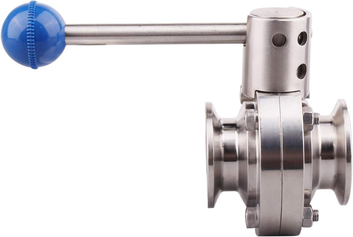 DERNORD Sanitary Butterfly Valve with Pull Handle Stainless Steel 304 Tri Clamp Clover (1 Inch)
