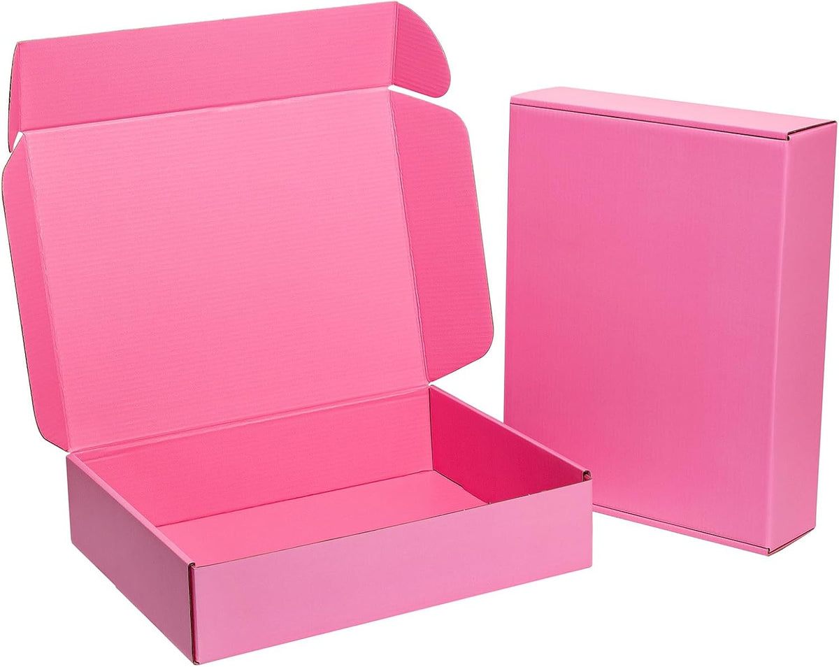 Shipping Boxes 12x9x2 Inches 25 Pack Pink Corrugated Cardboard