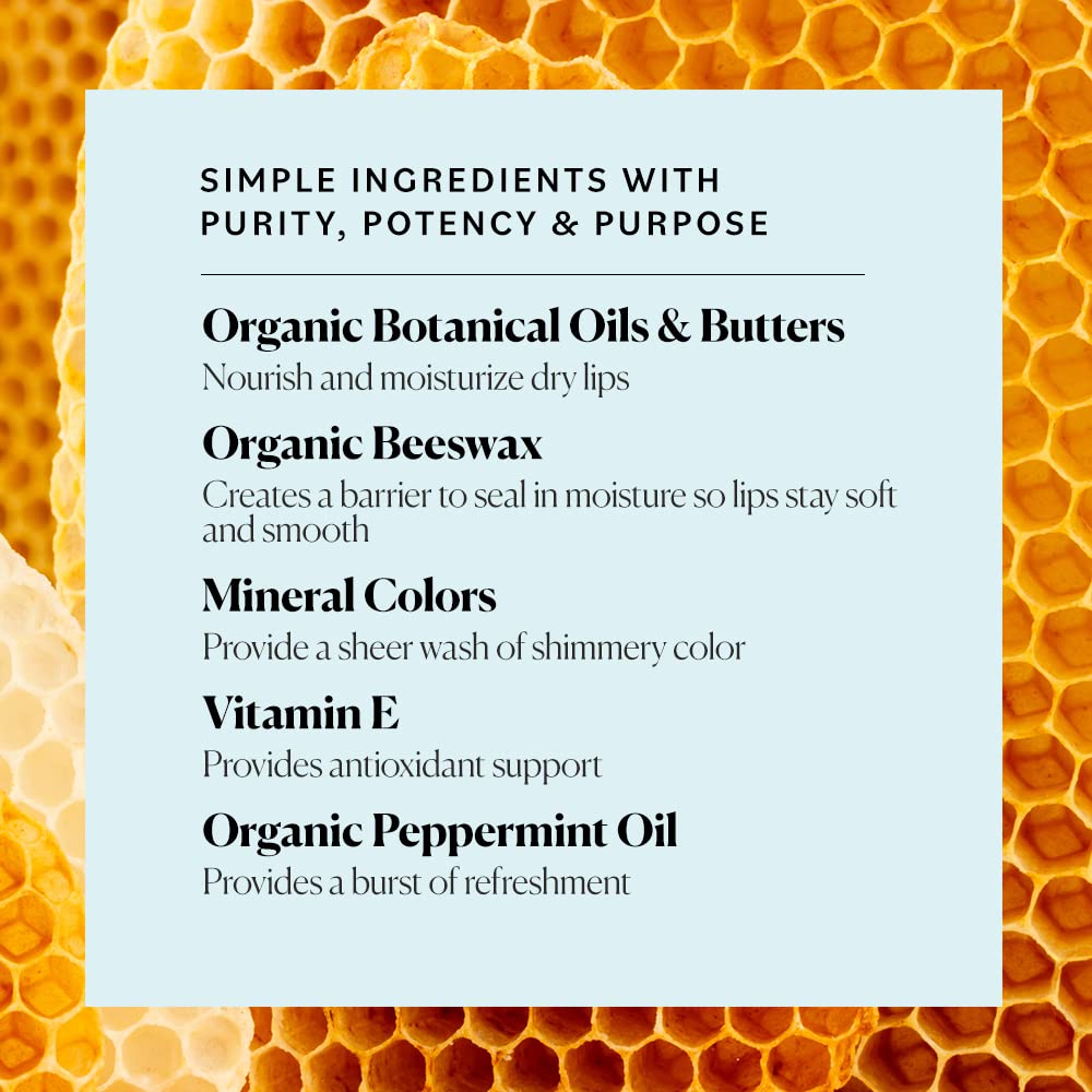 Tinted Beeswax Lip Balms, 4 Shades, Sheer Color & Shine