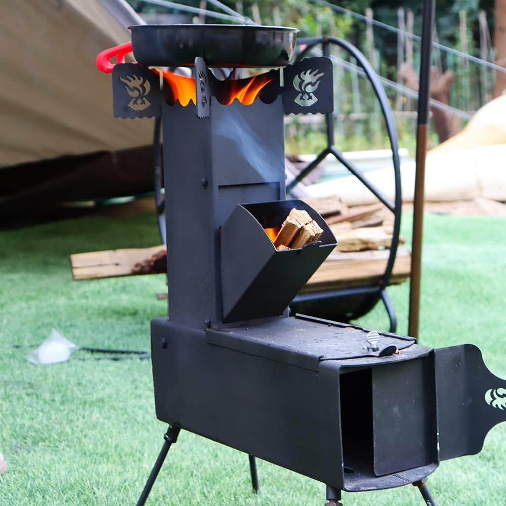 Rocket Stove Portable Folding Wood Burning Camping Stove for Outdoor Cooking, Picnic, BBQ, Hunting, Fishing, Cast