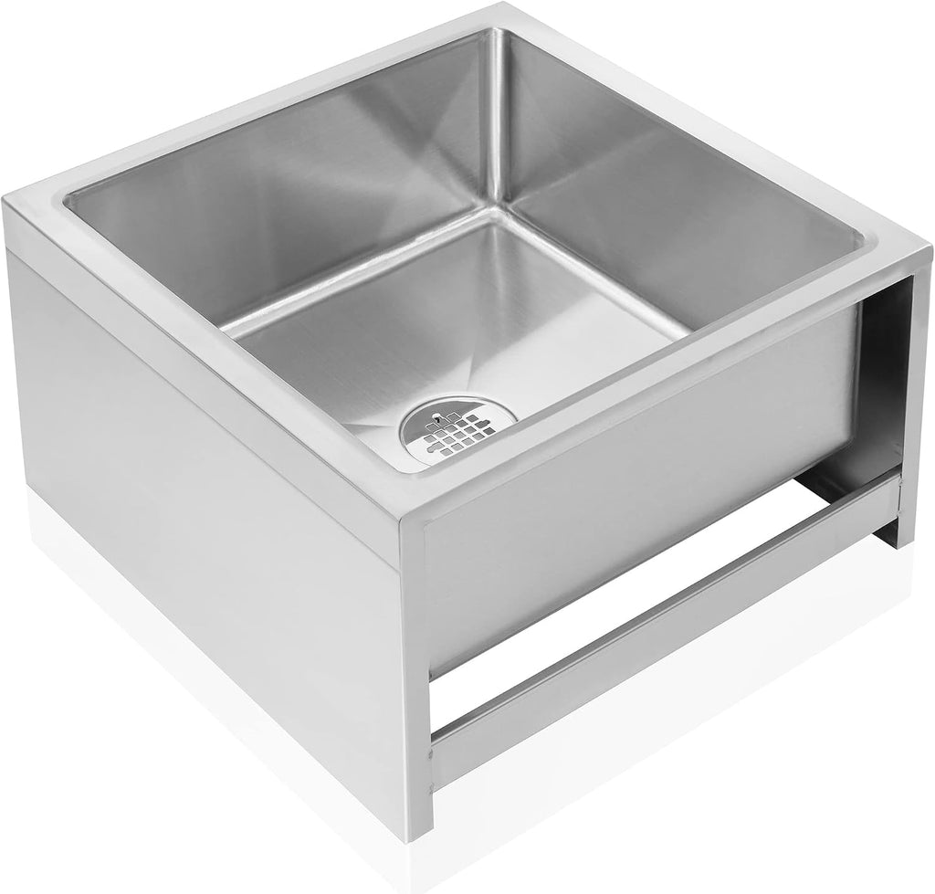 Stainless Steel Floor Mop Sink - 24" x 24" x 13", NSF Certified
