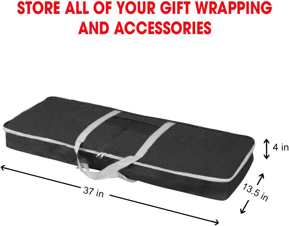 Christmas Gift Wrap Organizer | Wrapping Paper Storage Container Box (37” x 14” x 4”) Constructed of Durable 600D