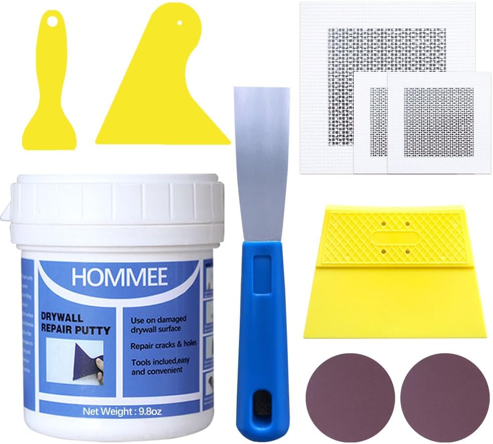 Drywall Repair Kit,Drywall Hole Patch Repair Kit,Wall Spackle Paste 9.8OZ to Fix Wall Surface Holes and Creak Damage