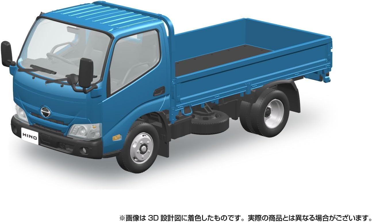 Bunka Kyozai (Aoshima) Raku Plastic Snap Kit No. 23-BE Hino Dutro Flat Body (Blue), 1/32 Scale Plastic, Color-Coded