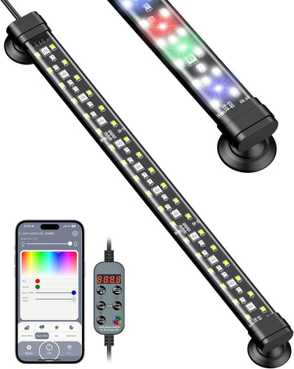 Aquarium Light with Bluetooth for Plants, 6.5W 12 inch Full Spectrum Fish Tank Light for 13-22 inch Fish Tanks