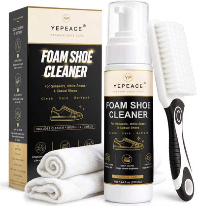 Shoe Cleaner Kit, Sneaker Cleaner Foam for White Shoes, 7.44 fl oz (220 mL) Deep Cleaning Foam with Long-Handle Brush