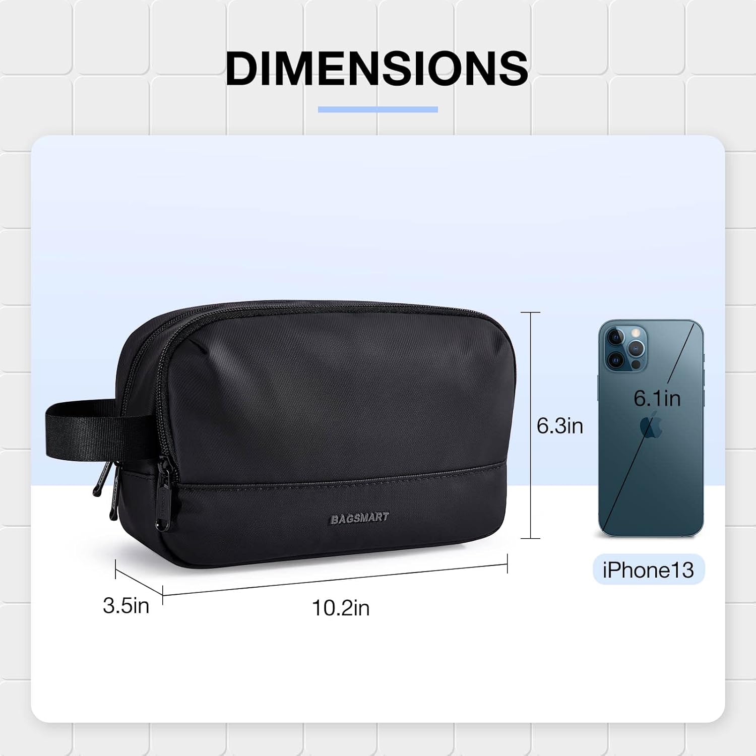 Travel Toiletry Bag for Men, Dopp Kit Water Resistant Shaving Bag for Toiletries Accessories, Black-Medium