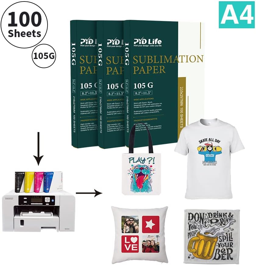 Sublimation Blanks Paper A4 Size 100 Sheets 105 g | Heat Transfer Paper for Sublimation Blanks T-shirt Tote Bag