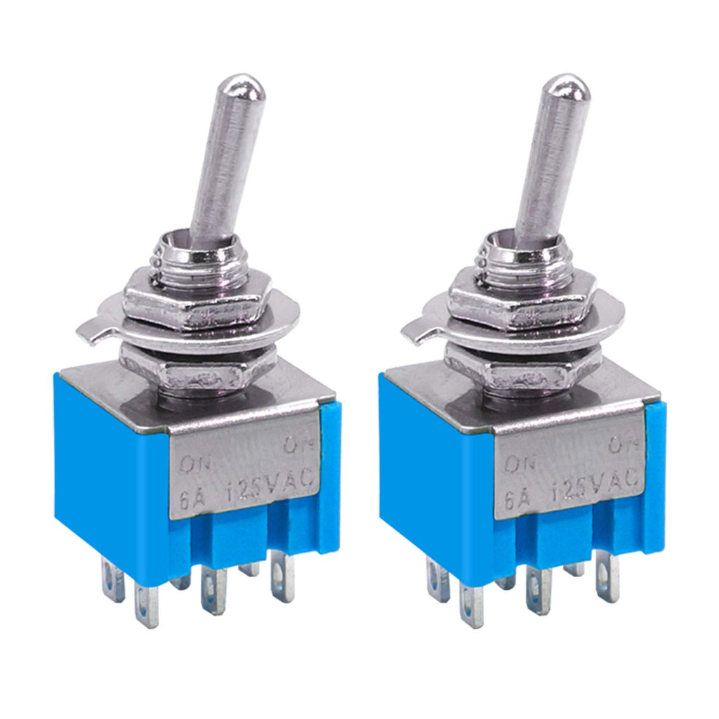 Taiss 10Pcs Mini DPDT Toggle Switch 6-Pin 2 Position ON/ON 6A 125VAC