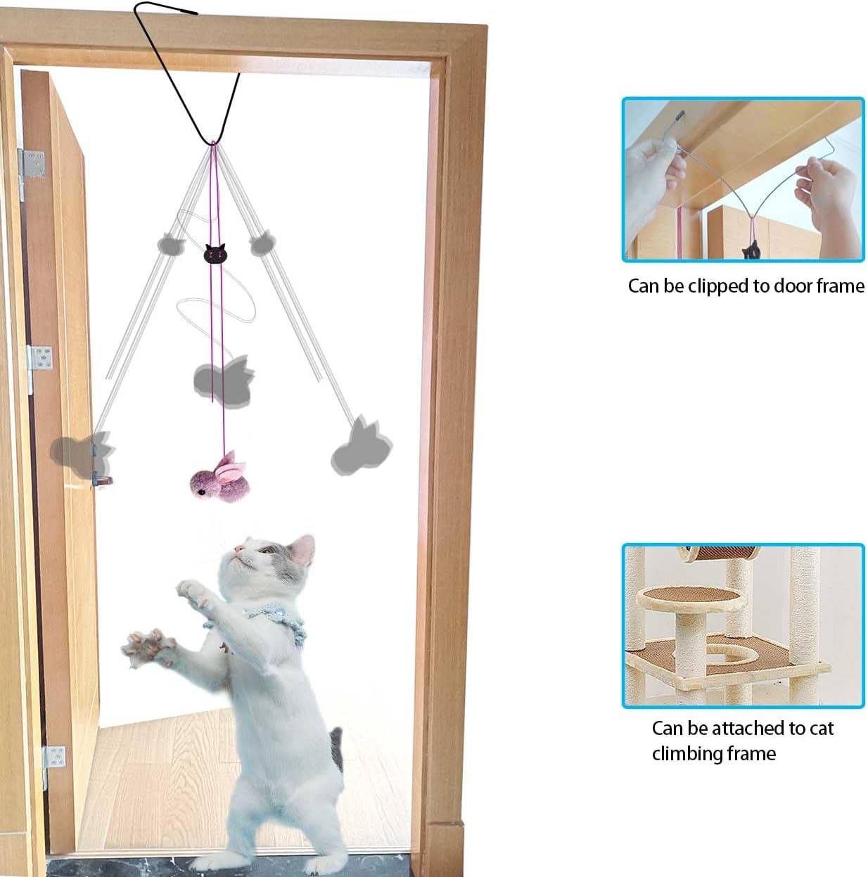 Cat Toys Interactive for Indoor Cats,2PCS Retractable Cat Wand,9PCS Teaser Toys&1PCS Hanging Door Lure Kitten