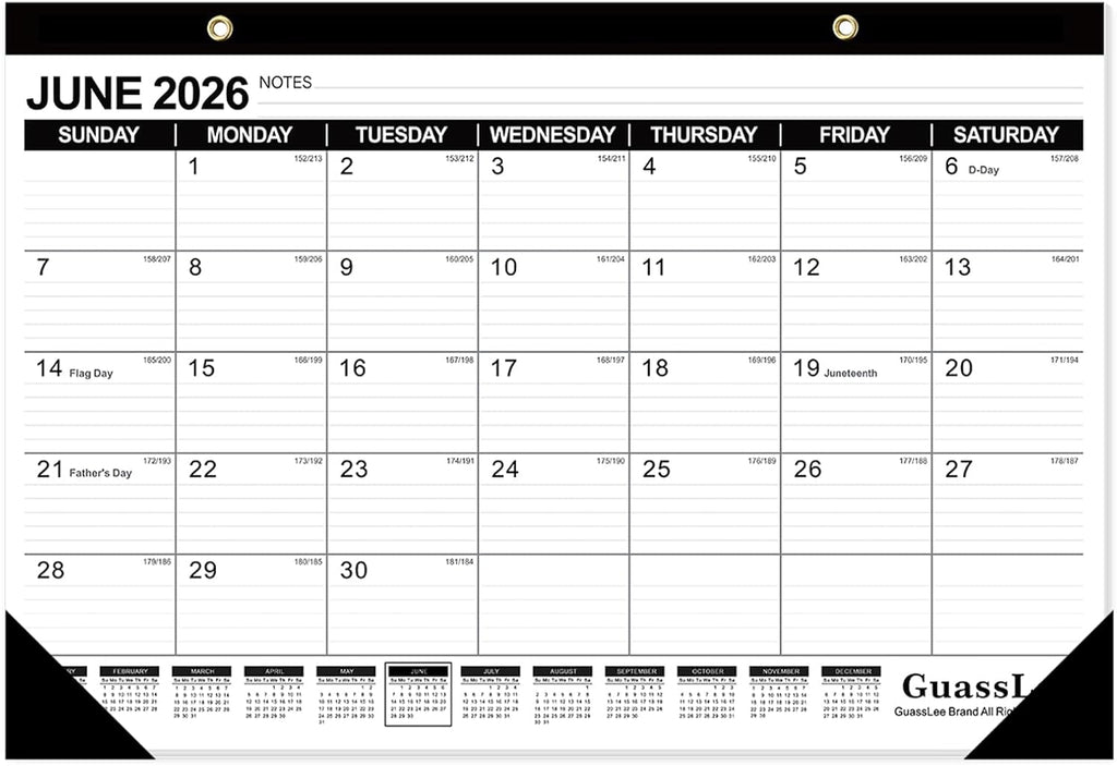 Desk Calendar 2026-2027 - 19 Months Academic Calendar 17" × 11.5" Desktop Calendar from Jun. 2026 to Dec. 2027 with