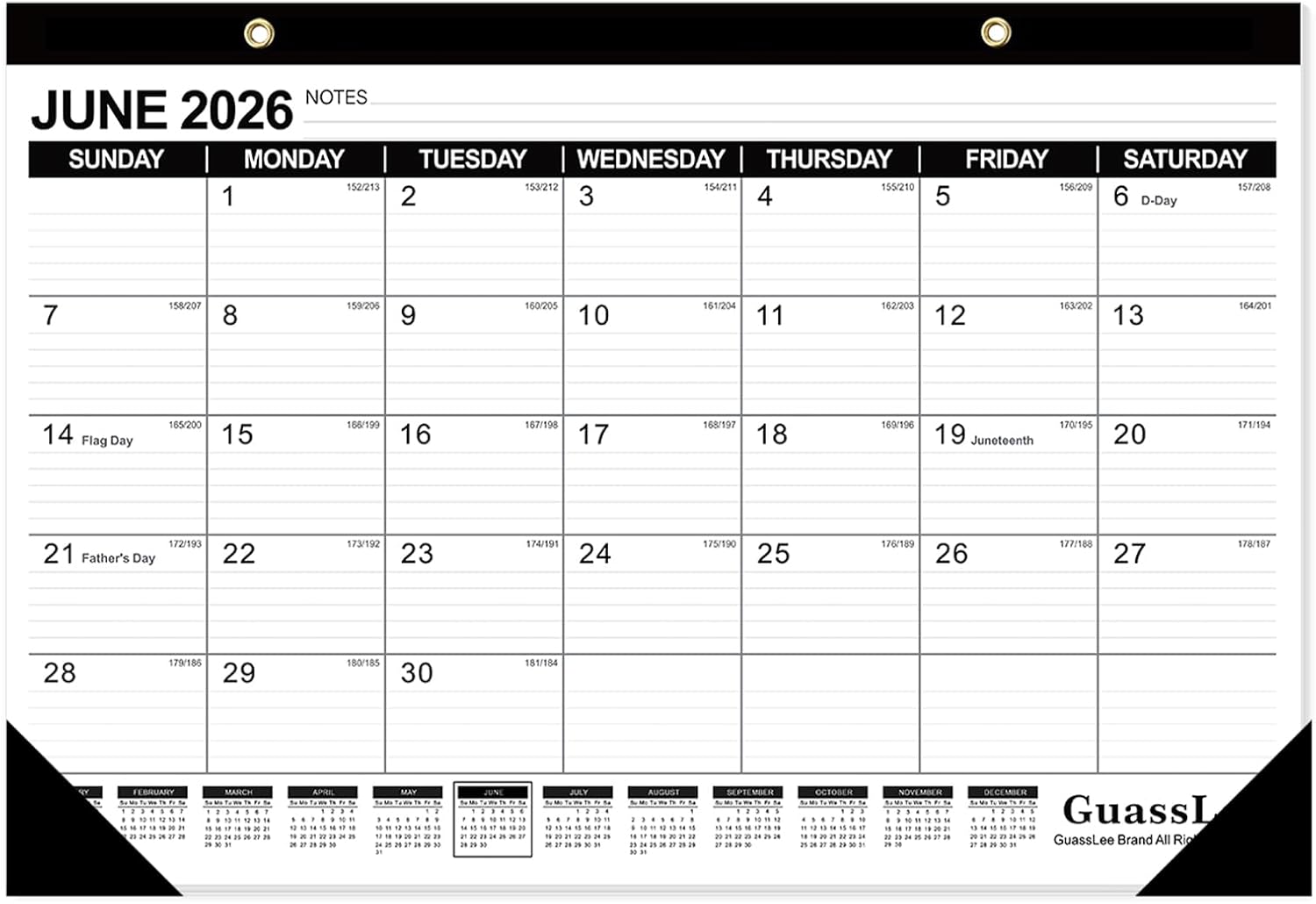 Desk Calendar 2026-2027 - 19 Months Academic Calendar 17" × 11.5" Desktop Calendar from Jun. 2026 to Dec. 2027 with