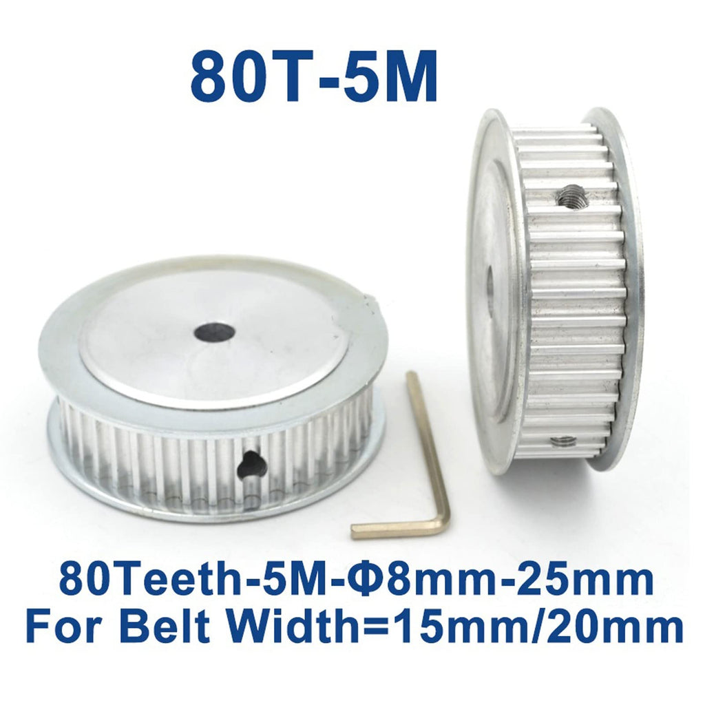 Xuulan 80 Teeth HTD 5M-80T Synchronous Timing Pulley, Bore 10/12/15/16/17/19/20/22mm, for Width 15/20mm HTD5M Belt, 80Teeth 80T (Size : Bore 25mm, Width : for Belt Width 15mm)