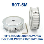 Xuulan 80 Teeth HTD 5M-80T Synchronous Timing Pulley, Bore 10/12/15/16/17/19/20/22mm, for Width 15/20mm HTD5M Belt, 80Teeth 80T (Size : Bore 25mm, Width : for Belt Width 15mm)