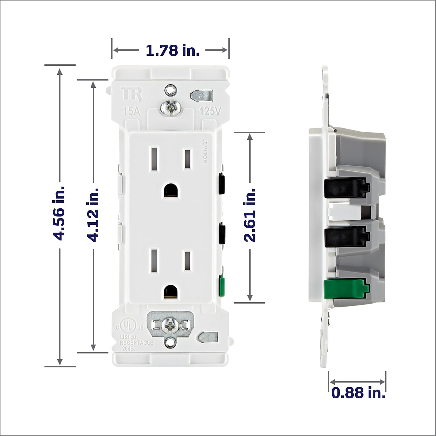 Lever Edge 15 Amp Tamper-Resistant Duplex Wall Outlet, 10-Pack, E5325-MW, White