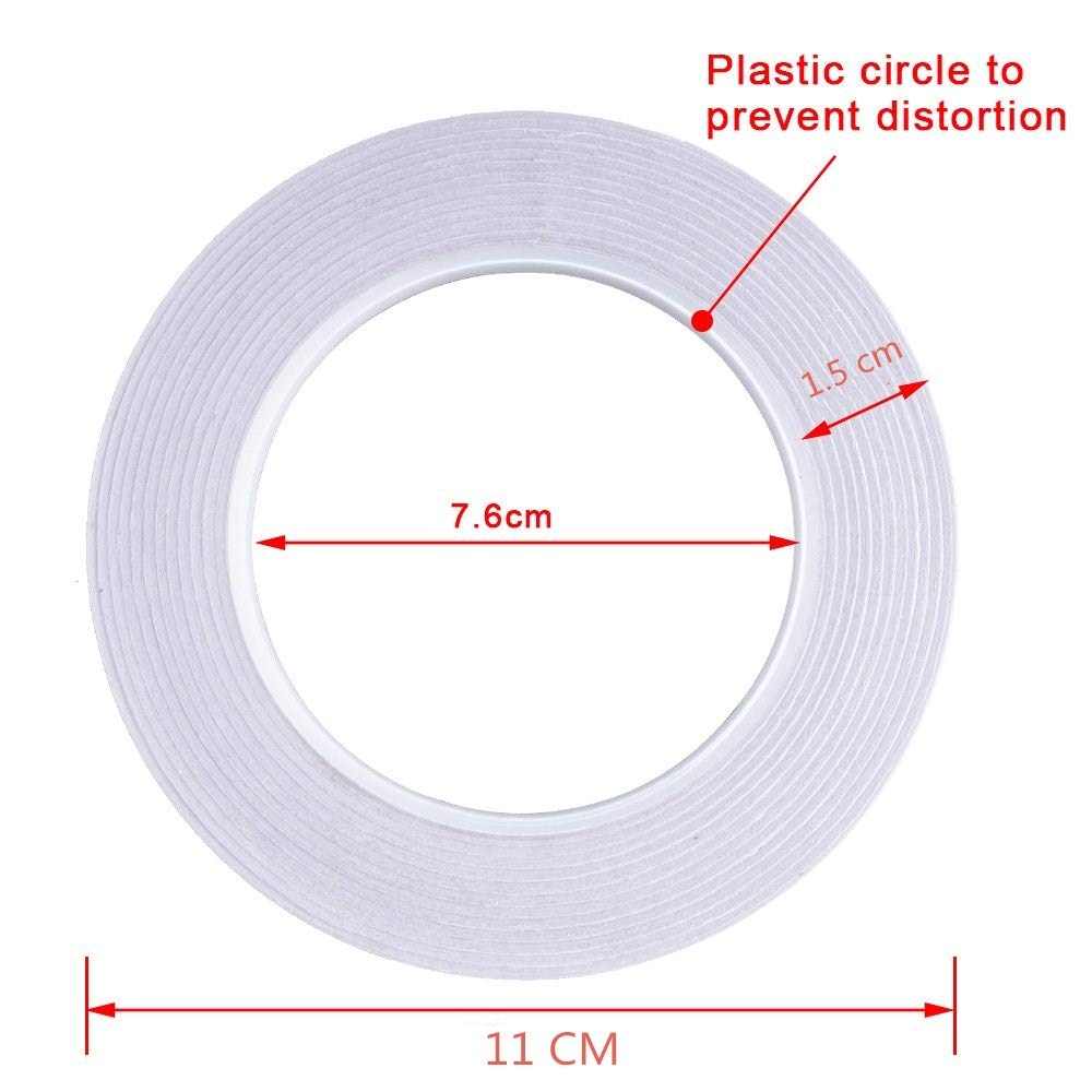 Double-Sided Tape, 6mm Width, 8 Rolls Tear-by-Hand Tape