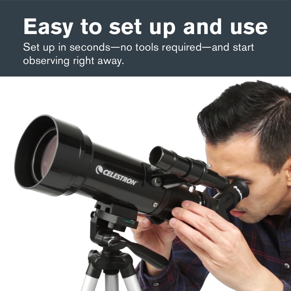 Travel Scope 70mm Beginner Portable Telescope with Backpack | 70mm Refractor Telescope Kit, Bright Lunar & Planetary