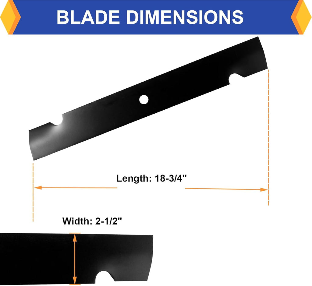 (3 Pack) Replacement Lawn Mower Blades for OEM 038-0005-00, Compatible with 54'' Cut Bad Boy Mower