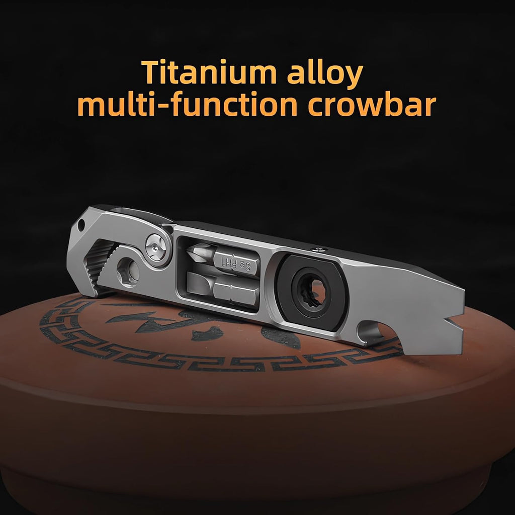 Titanium Pry Bar,Multi-tool,EDC Tool,Versatile Pry Tool,Bottle Opener,Wrench,Ratche screwdriver,Nail puller,Crowbar