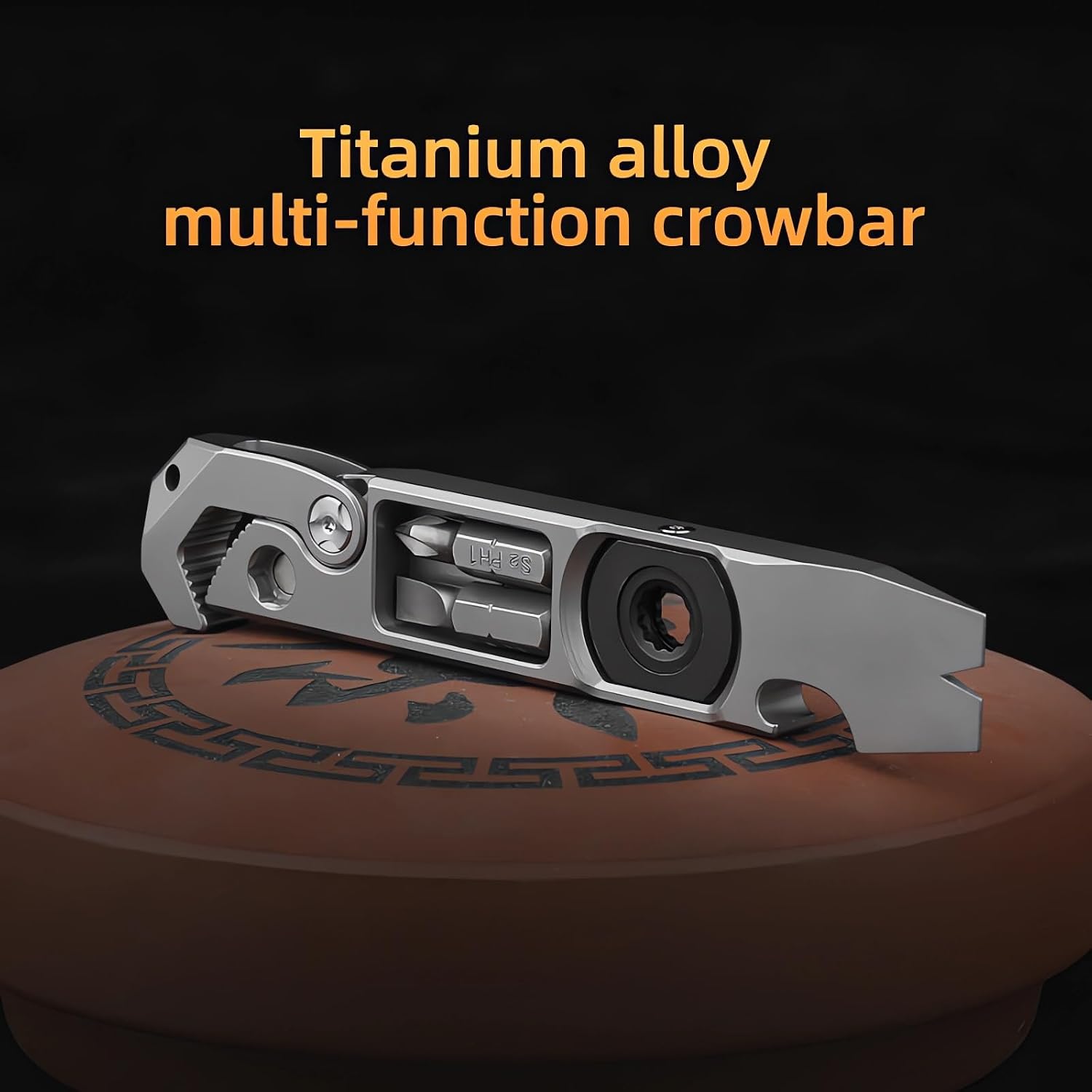 Titanium Pry Bar,Multi-tool,EDC Tool,Versatile Pry Tool,Bottle Opener,Wrench,Ratche screwdriver,Nail puller,Crowbar