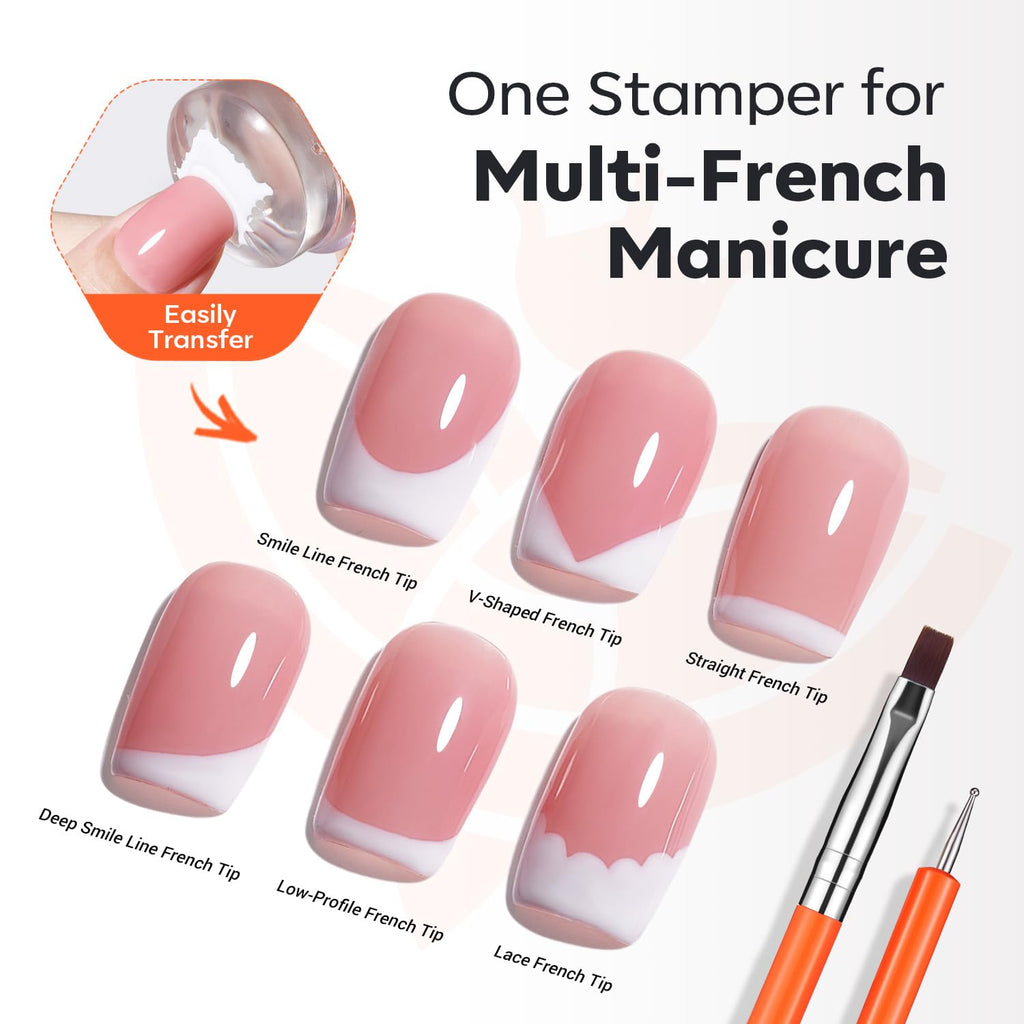 16 PCS Nail Stamping Kit, French Tip Stamper Multi-Design Plate
