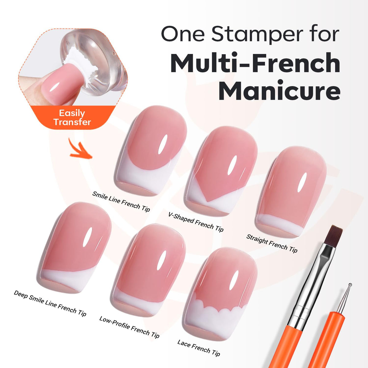 16 PCS Nail Stamping Kit, French Tip Stamper Multi-Design Plate