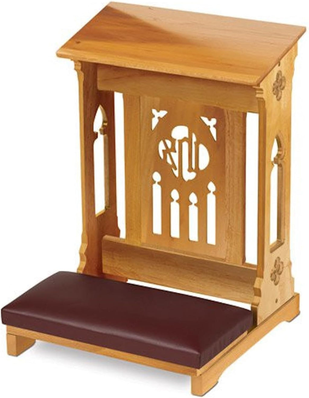 Solid Maple Folding Padded Kneeler, Walnut, Florentine