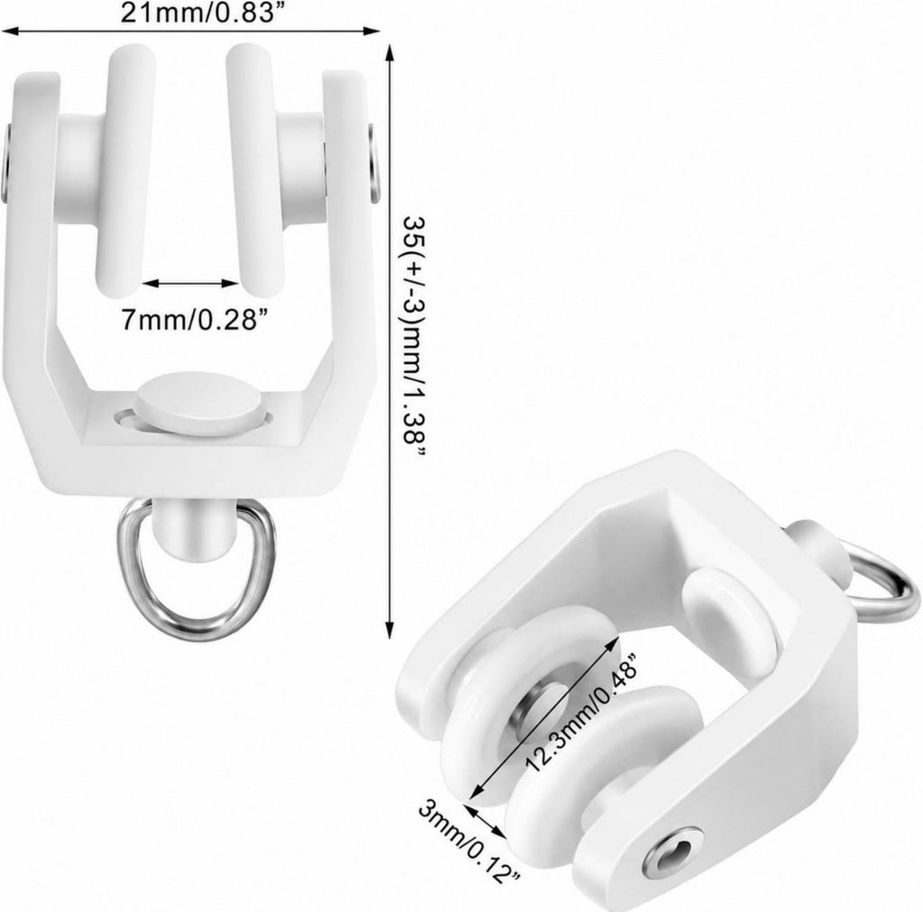 Jetec 100 Pcs Curtain Track Rollers Bulk, Flexible Bendable, White
