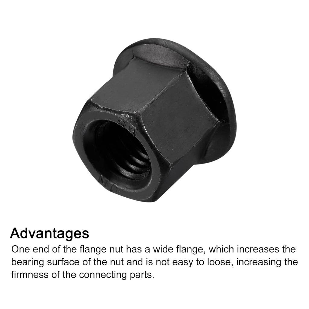 uxcell 2pcs M12 Flange Hex Nuts, Grade 10.9 Carbon Steel Black Oxide