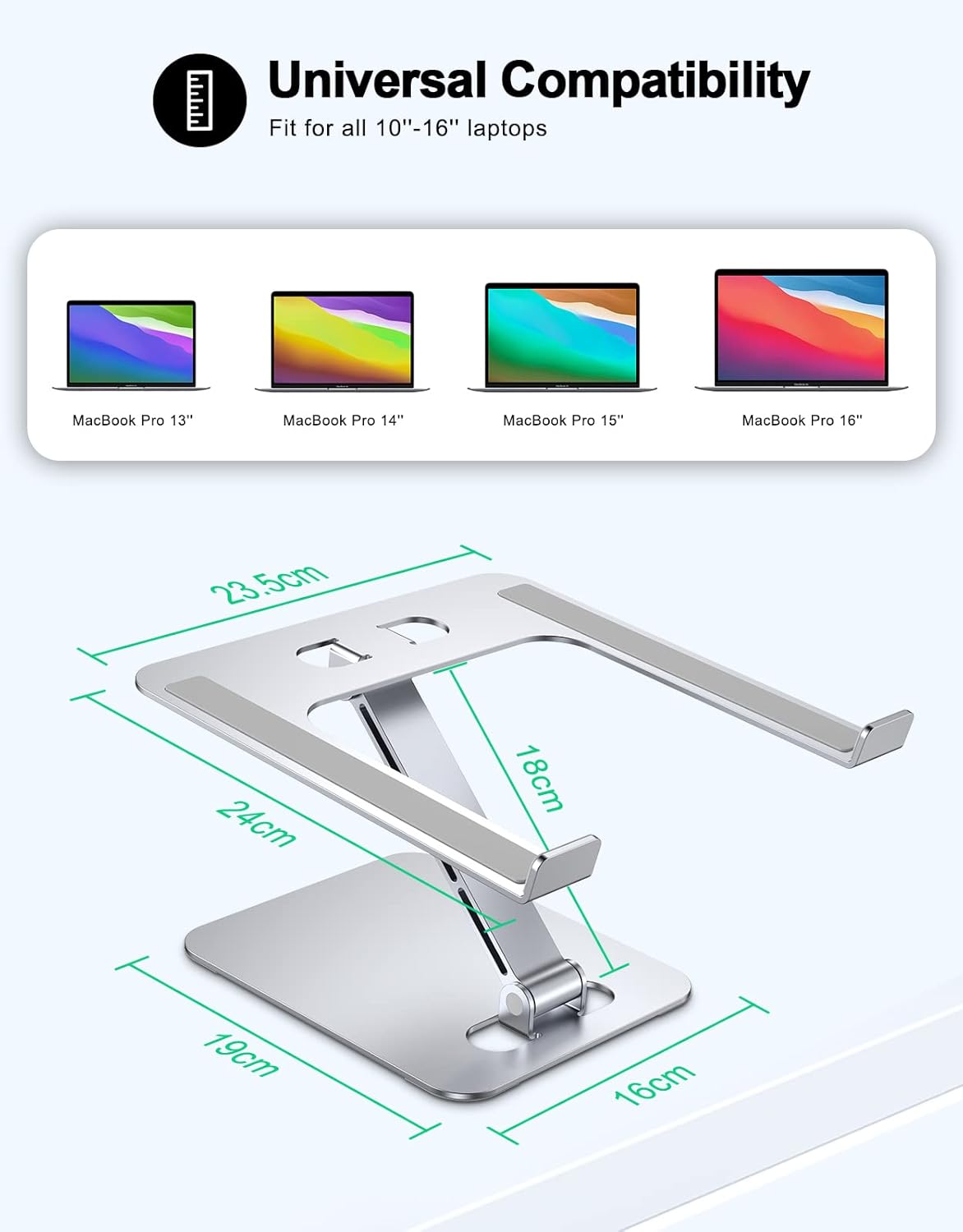 Foldable Aluminum Alloy Laptop Stand for Desk, Height Adjustable Ergonomic Computer Stand for Laptop, Portable Laptop