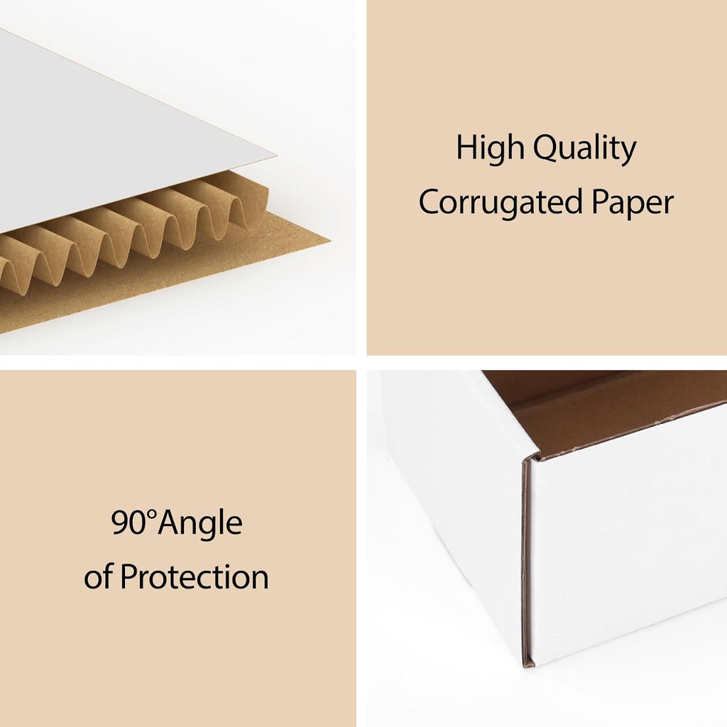 60 Pack 6x4x3 Shipping Boxes, White Corrugated Cardboard Mailer Box