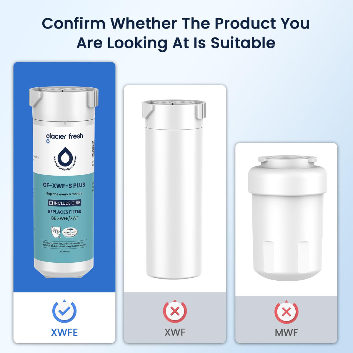 XWFE (Built-in CHIP) Refrigerator Water Filter Pack of 3