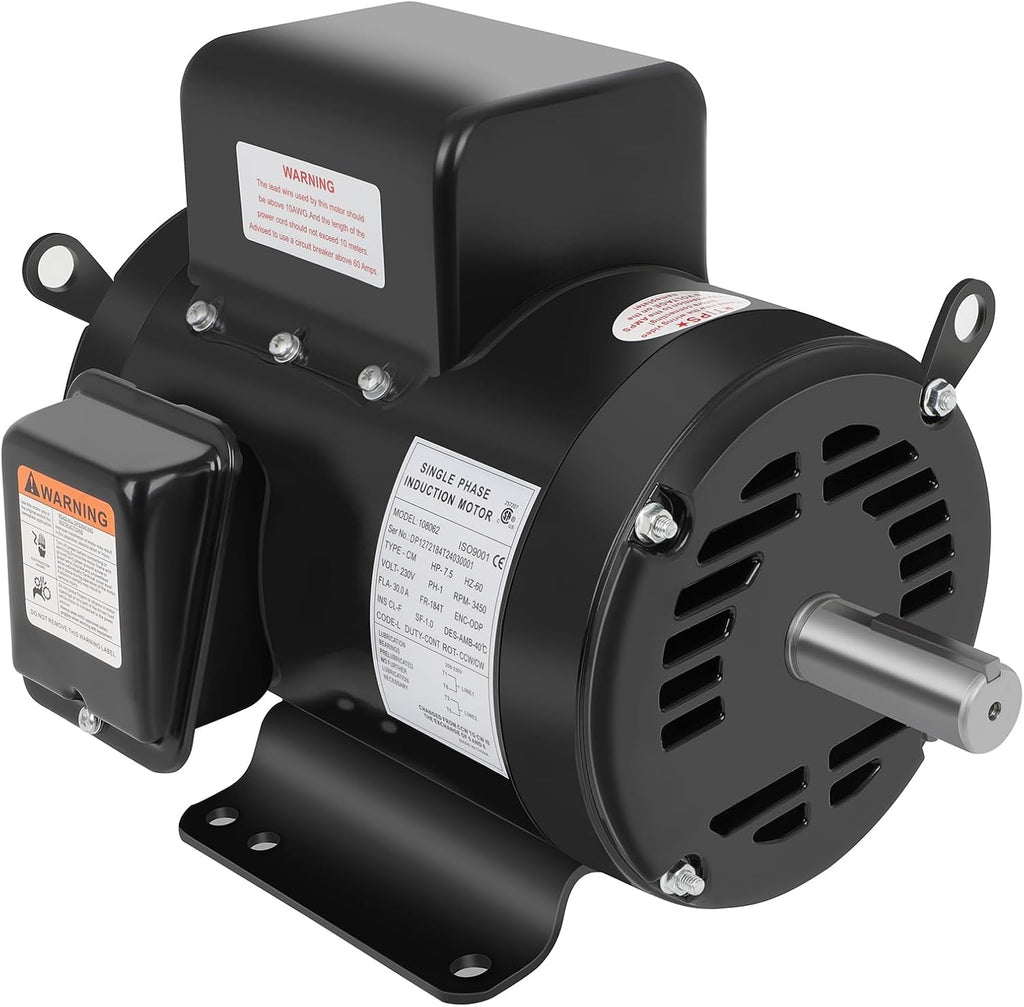 7.5HP Air Compressor Motor Single Phase 184T 3450RPM CW/CCW ODP