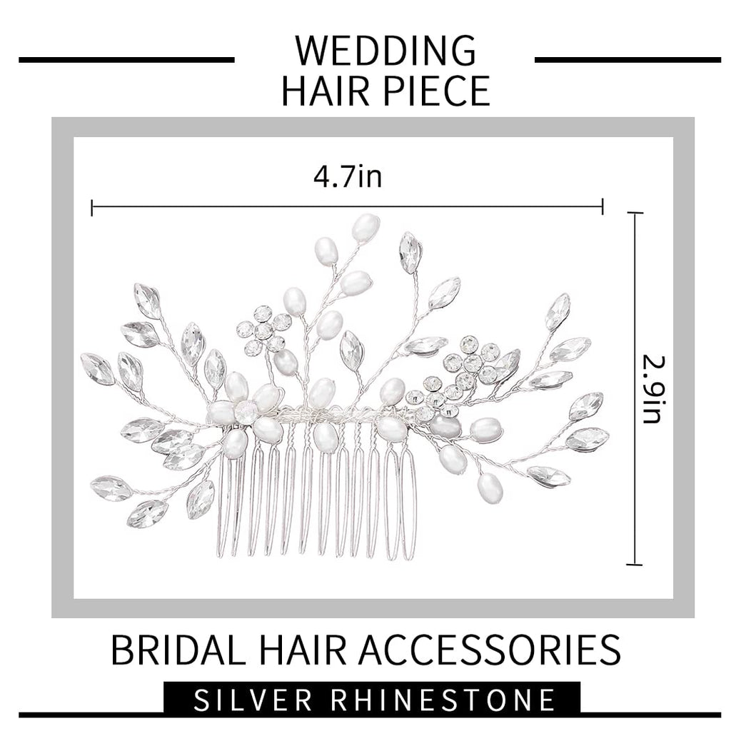 Wedding Hair Comb Pearl Bride Headpieces Rhinestone Bridal Hair Jewelry Side Hair Accessories for Bridesmaids and Brides