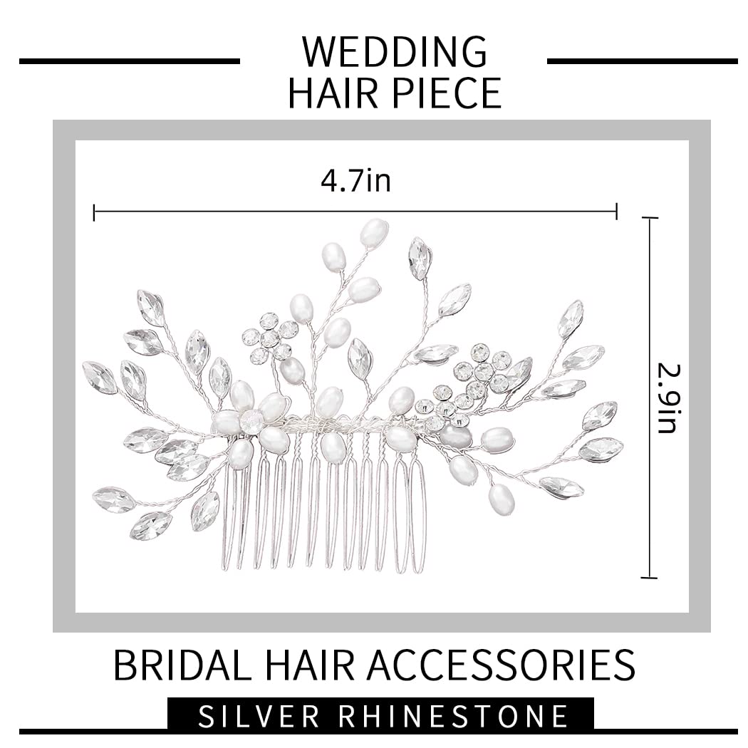 Wedding Hair Comb Pearl Bride Headpieces Rhinestone Bridal Hair Jewelry Side Hair Accessories for Bridesmaids and Brides
