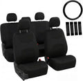 Full Set Cloth Car Seat Covers, Universal Fit Front and Split Bench Rear, Airbag Compatible, Washable for SUV, Sedan