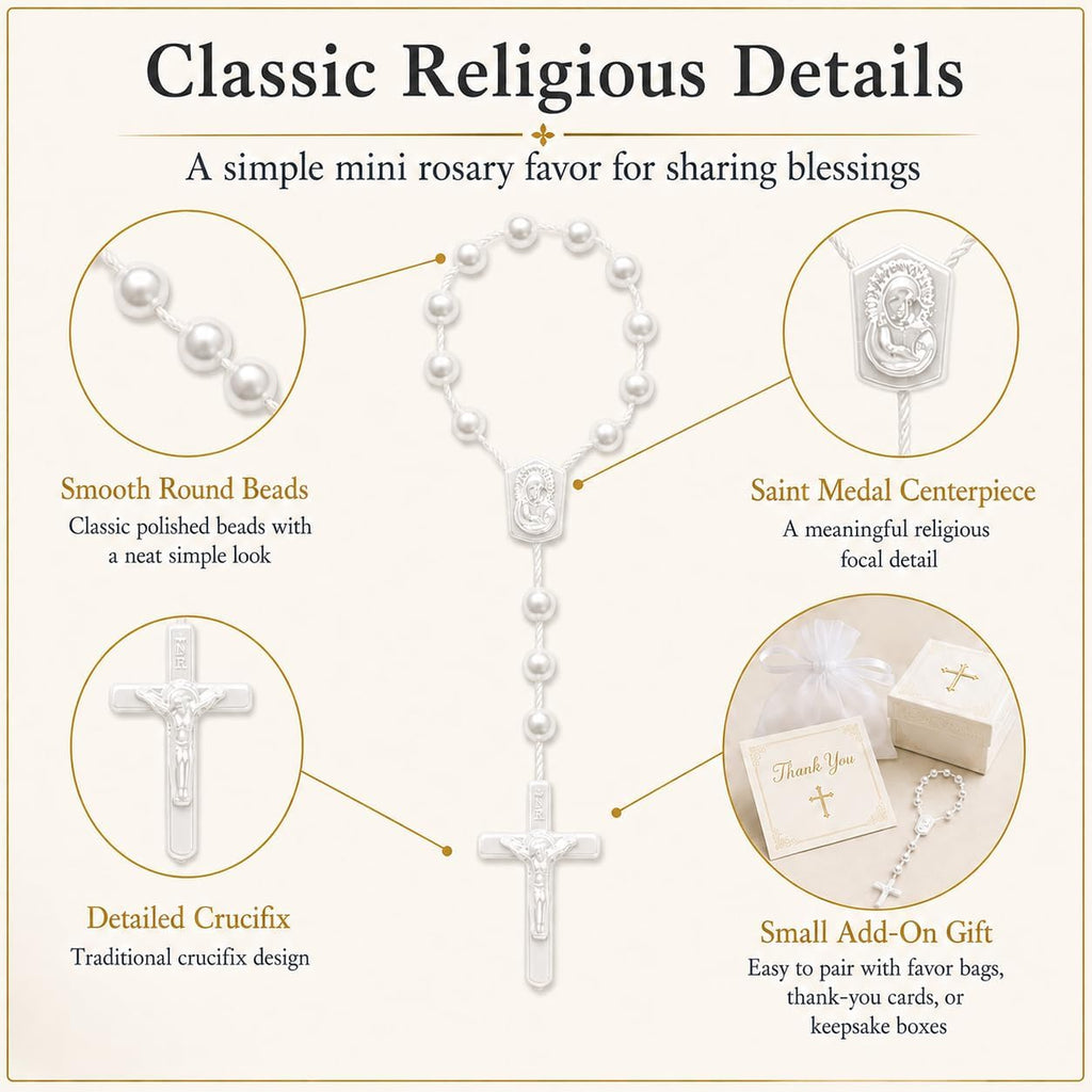 24 Pcs Mini Rosary Favors, Baptism Rosaries with Angel