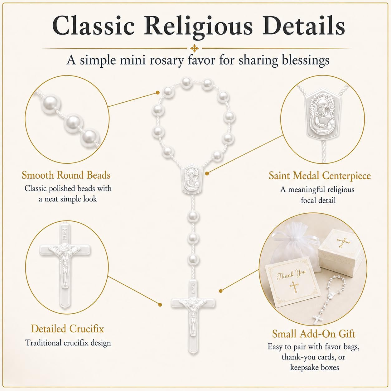 24 Pcs Mini Rosary Favors, Baptism Rosaries with Angel