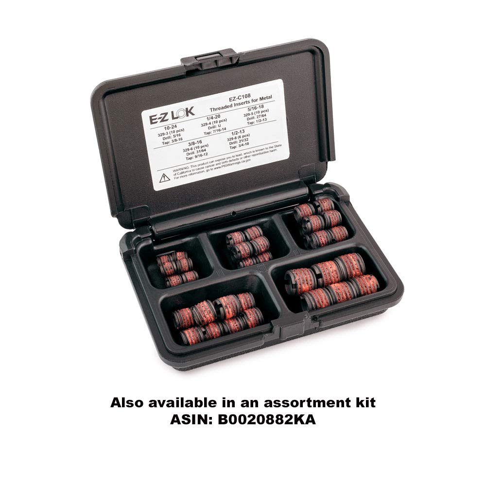 E-Z LOK Thread Insert, 10-24 Internal, 0.375-16 External, 10 ct
