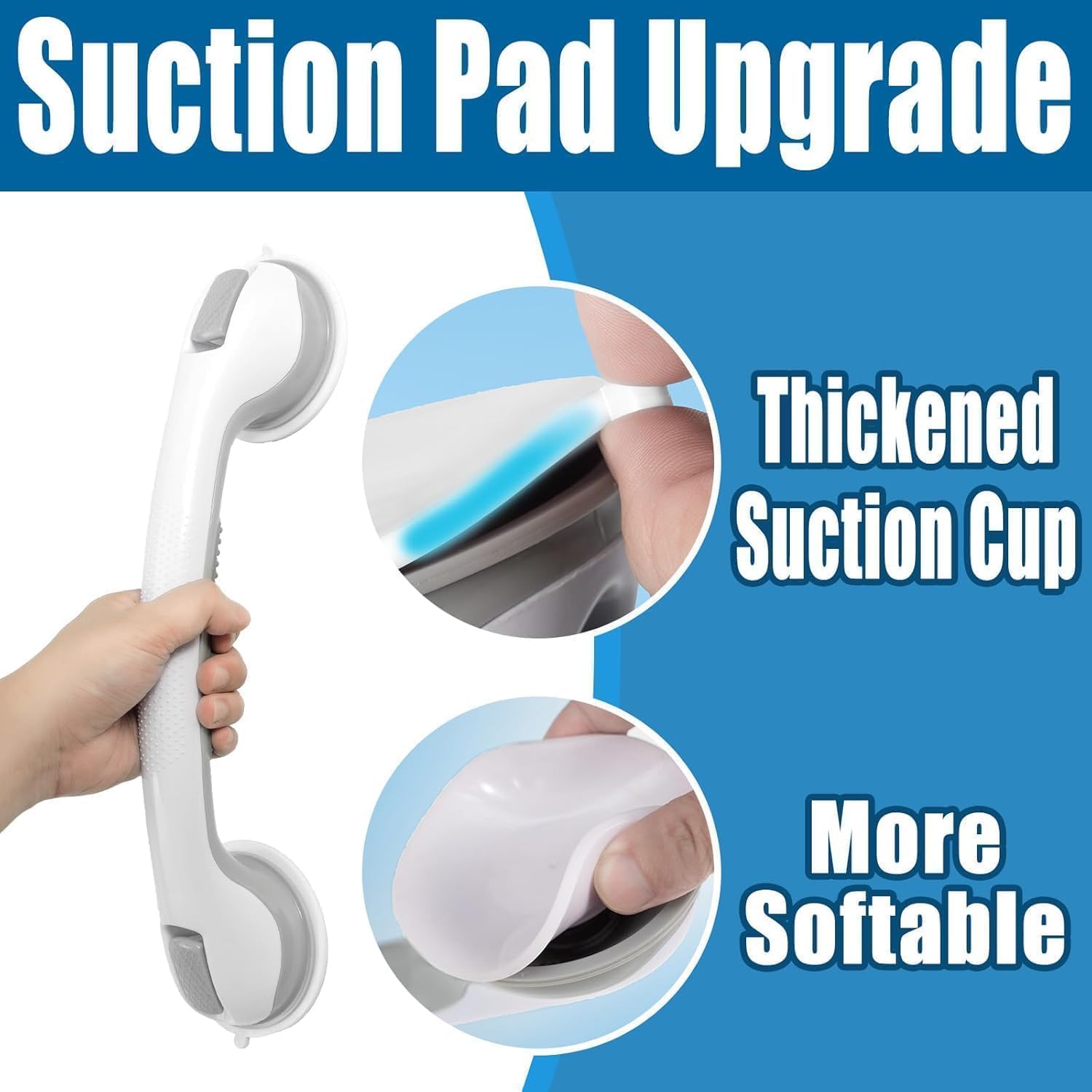 Shower Grab Bars for Seniors, Shower Handles for Elderly Suction Cup,2 Pack 16.19 Inch,Handicap Grab Bars for